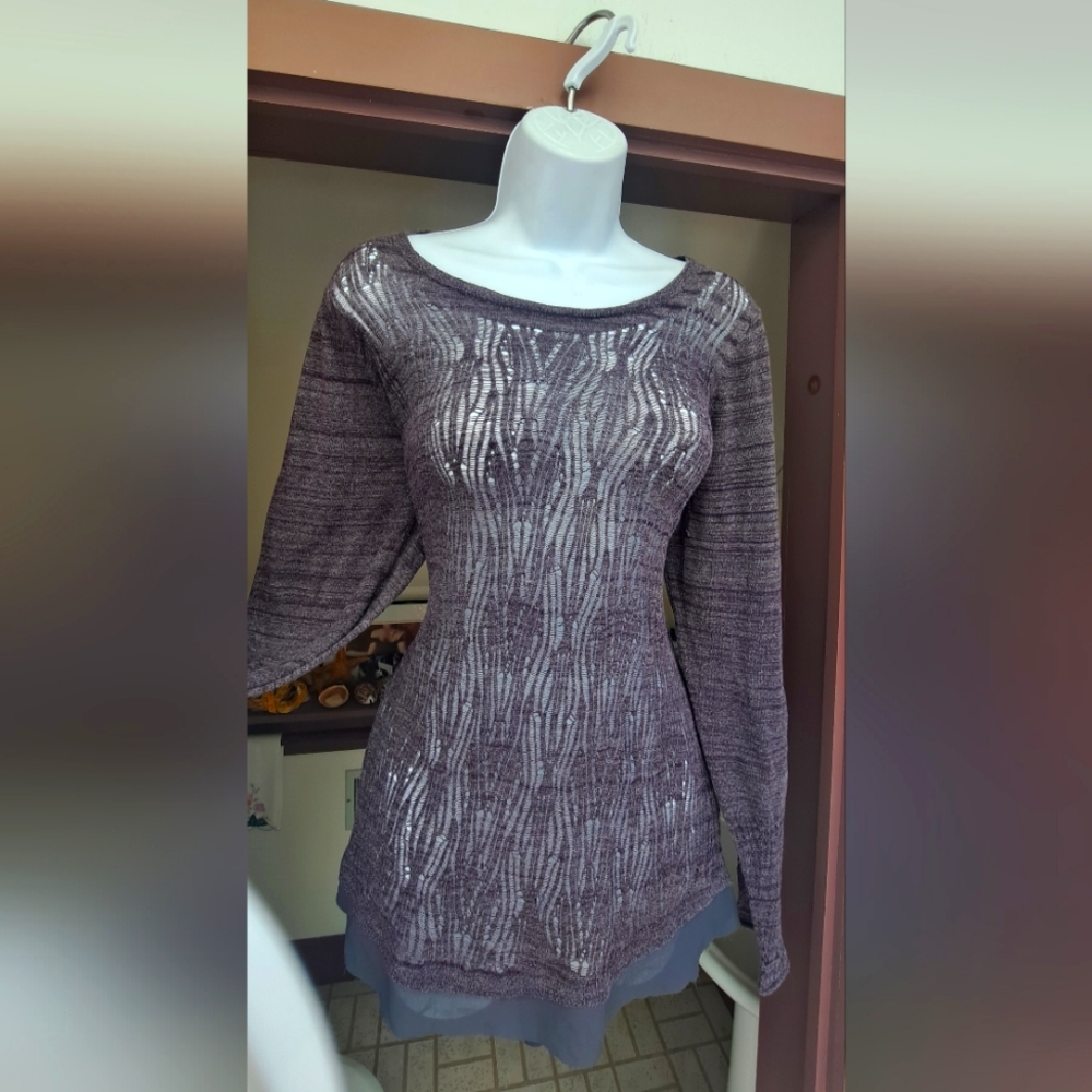 NWOT Simply Vera VERA WANG Grey Mesh Tunic Top PLUS SIZE Designer Top